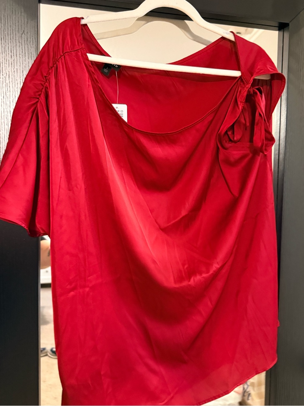torrid Dark Red Satin One-Shoulder Top